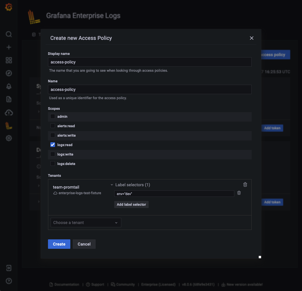 Create LBAC policy