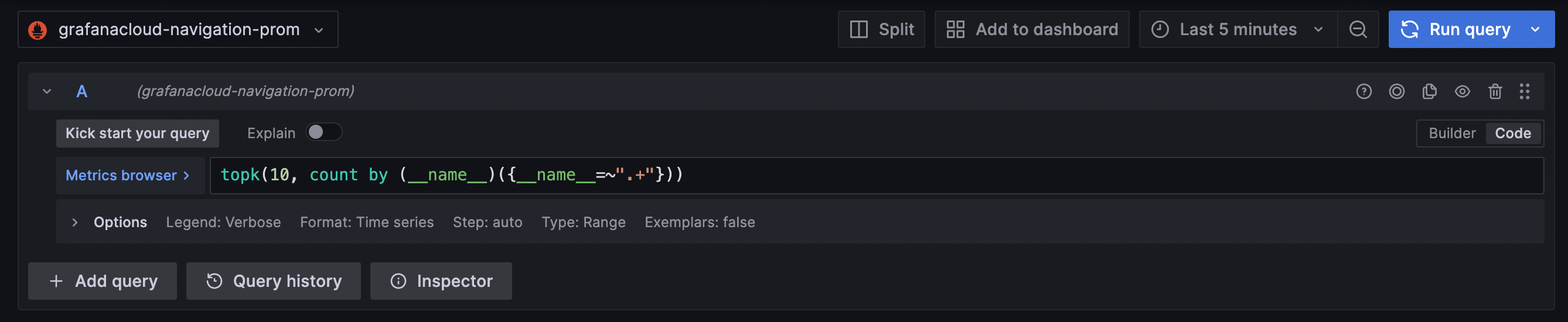 Query toolbar