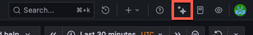 Select the Grafana Assistant icon to open the chat window