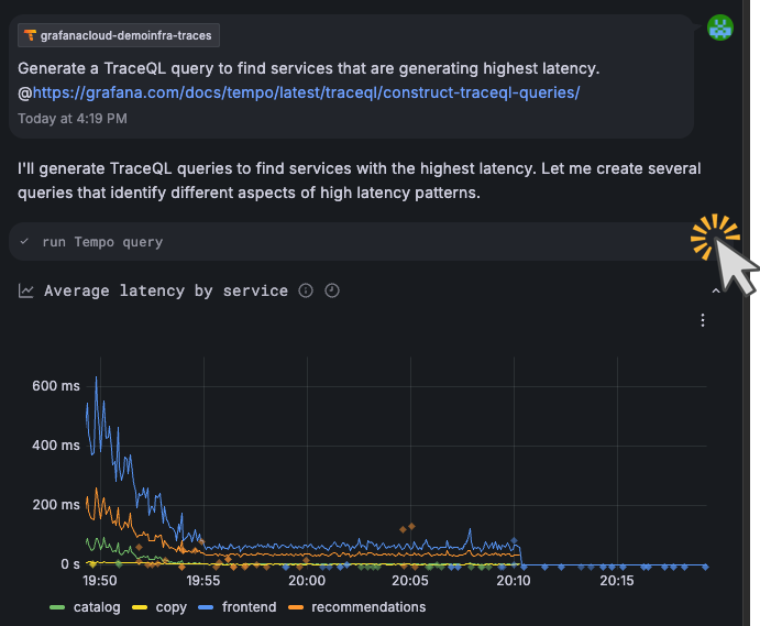 Expand the run Tempo query section