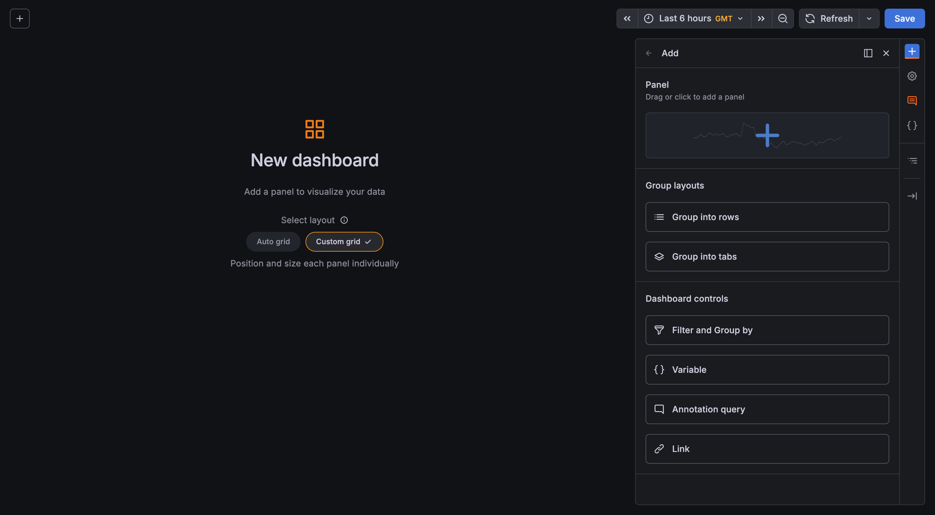 Empty dashboard state