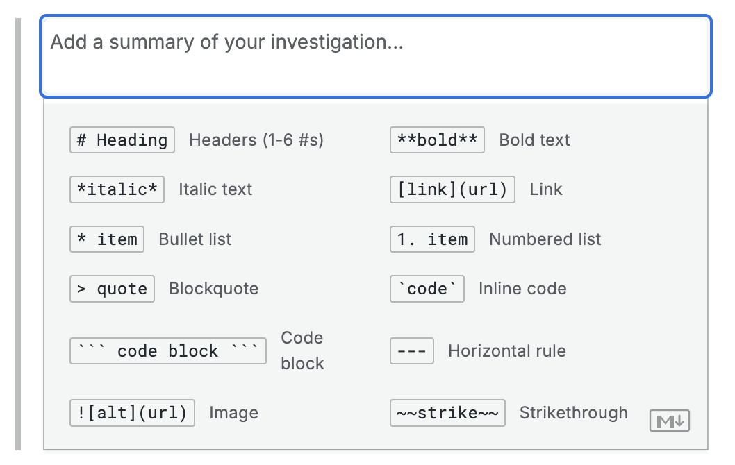 Markdown preview panel accessible in the app. Markdown preview panel accessible in the app.