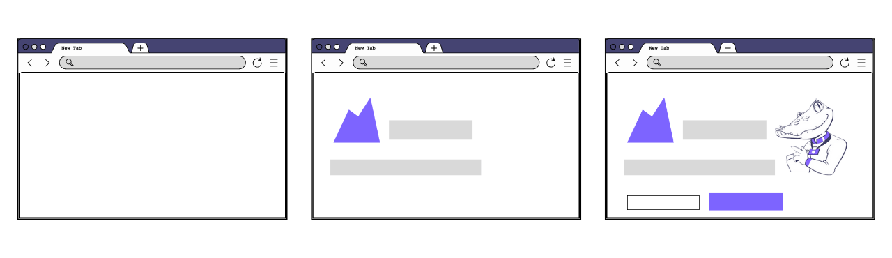 Snapshots over time of webpage elements rendering on a browser