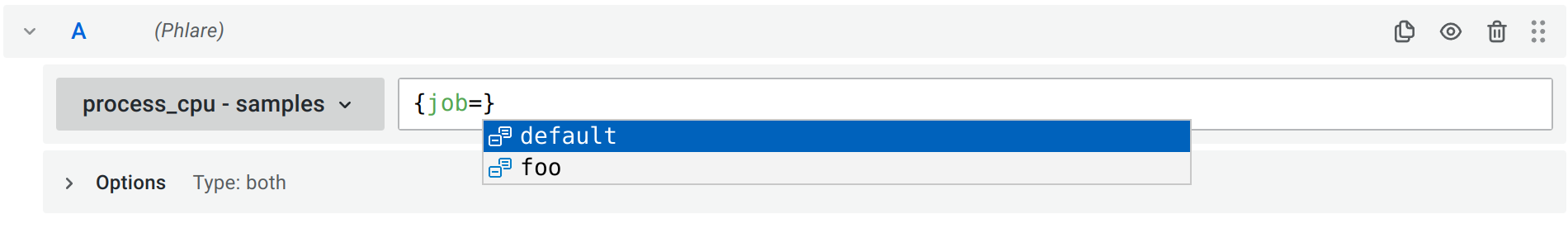 Labels selector