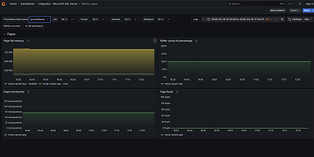 Microsoft SQL Server pages dashboard.