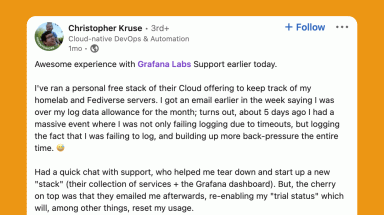 Shout-out to Grafana Customer Support