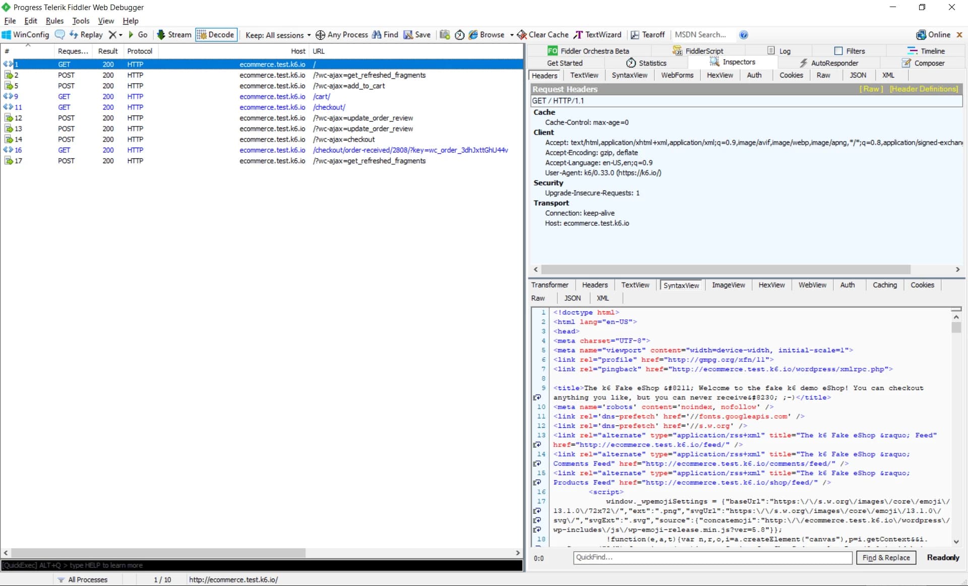 Fiddler UI