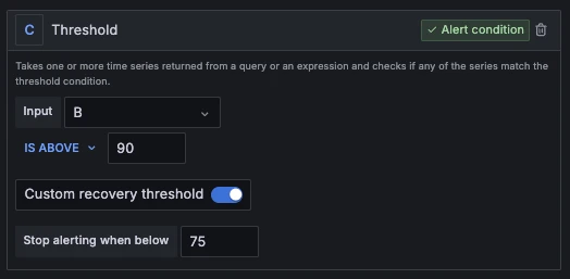 a screenshot of the Threshold menu in the UI