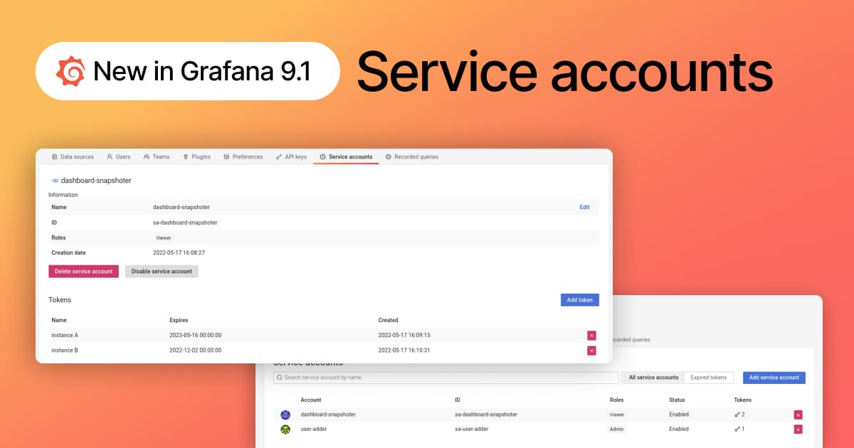 New in Grafana 9.1: Service accounts are now GA
