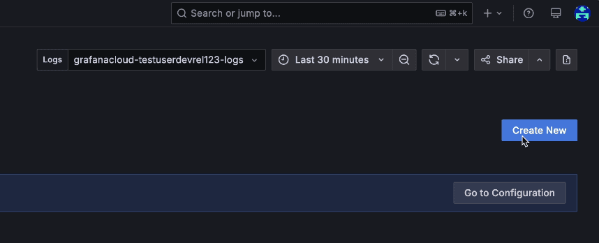 A screenshot of the Create New button.
