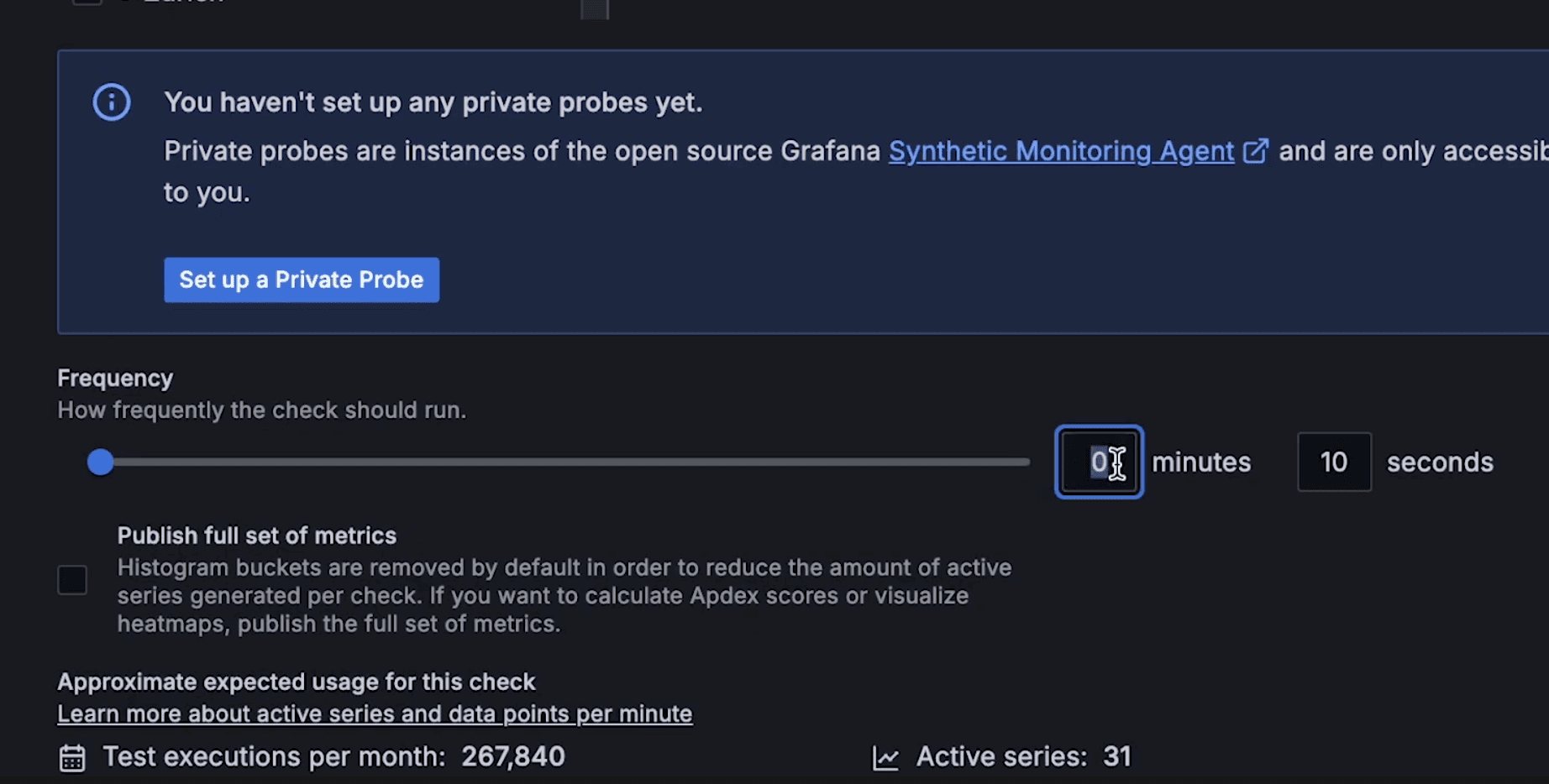 A screenshot of frequency parameters.